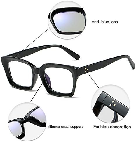 Дабида 2 парови Ретро преголема квадратна рамка очила за читање на сина светлина за блокирање на жени за жени