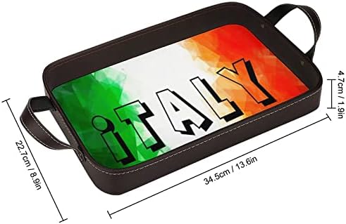 Гроздобер Италија Знаме СТП Послужавник За Сервирање Кожа Елегантен Декор За Маса Организатор На Парфеми Со Рачки
