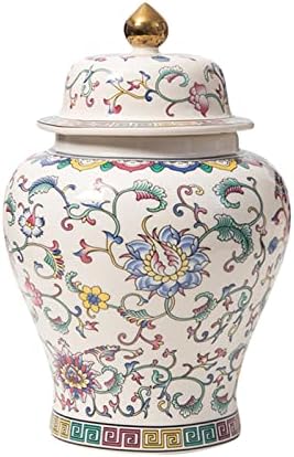 Ｋｌｋｃｍｓ Керамички ѓумбир тегла цветна вазна декоративна тегла со капаче за чување вазна за храна за домашна трпезарија за дневна соба за украсување
