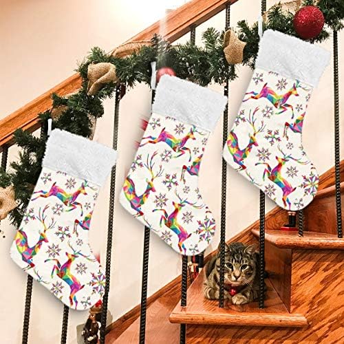 Алаза Божиќни чорапи Божиќни ирваси класични персонализирани големи декорации за порибување за семејни сезонски празници Декор 1 пакет,