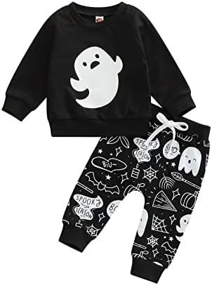 Детето бебе момче Ноќта на вештерките облеки Симпатична тиква џемпер на врвот и пантолона облека со долги ракави за новороденчиња