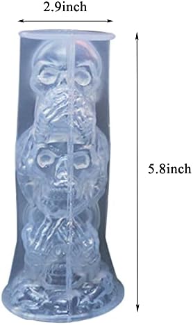 3Д череп -свеќа од силиконски смола од силиконска смола за ароматерапија свеќи смола леење домашен сапун восок што прави полимерна глина
