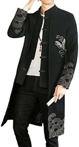 Gyxhptd стил долг ветерница улична облека ориентална облека мажи хип хоп кинески мандарински јакна палто