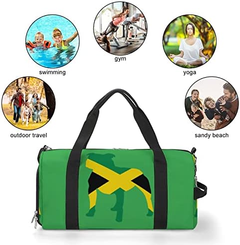 Питбул Јамајка Знаме Теретана Торба Спортска Патна Торба Со Прилагодливи Ремени За Рамо За Мажи Жени