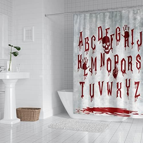 Ноќта на вештерките за туширање, гроздобер ужасно крвав дух, бања завеса за азбука декрипција бања декор водоотпорна ткаенина туш