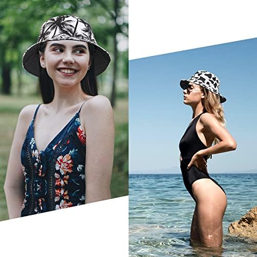 Uttpll корпа капа за жени мажи Реверзибилна печатење upf 50+ Сонце капа на женски тинејџери обични летни патувања плажа капи рибари капаче капа