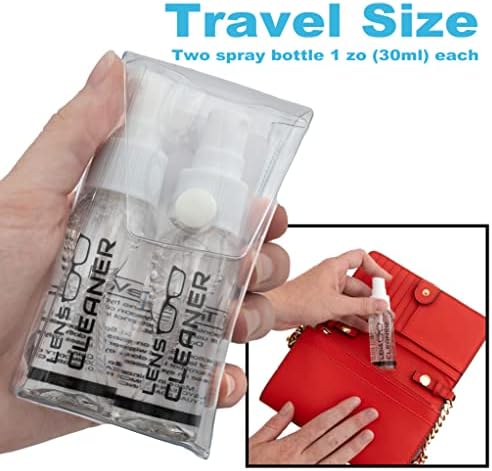 Пакет за чистење на леќи со слатки крпи за чистење и средство за чистење спреј за патувања