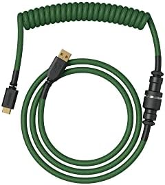 Славен кабел за тастатура - Coiled USB C кабел занаетчиски плетенка кабли за механички тастатура за игри намотен кабел - Кабел за