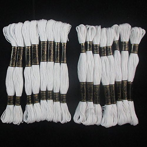 16 бело заробени вкрстени бод со памук од конец на конец за шиење на конец за шиење нови