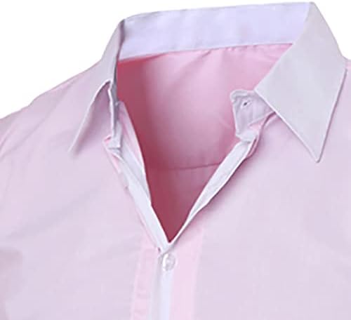 УБСТи кошули за мажи, копче со долг ракав надолу, скратено деловно деловно работење, случајна кошула, пад на карани тенок вклопат врвови