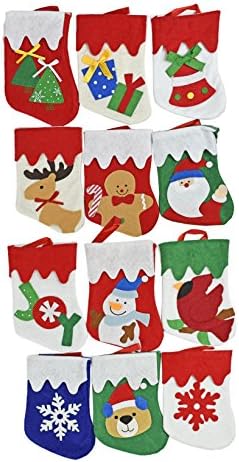 Комплет од 12 - избрани 7 Божиќни фигури и икони со тематски везени чорапи, w/висина јамка!