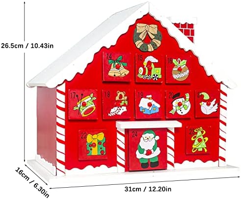 Божиќна Декорација Насликана Куќа Покриена Со Снег Одбројување Календар Кутија За Складирање Украси Божиќни Подароци Светкав Украс