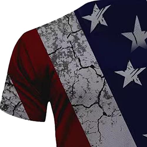 Менс 4 -ти јули војник кошули со кратки ракави Американски маици на денот на независноста на американско знаме ретро врвови starsвезди и ленти