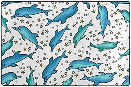 Рачно нацртана делфин риба Голема мека подрачја расадник Плејматски килим под мат