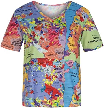 Летен есен врв жени 2023 година кратки ракави длабоки v вратот памучна графичка блуза маица за девојки ci ci