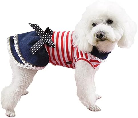 Облека за кучиња од кучиња, 4 -ти јули во САД знаме костуми за домашни миленици, облека за летни кучиња, здолништа за кучиња за кучиња за мало