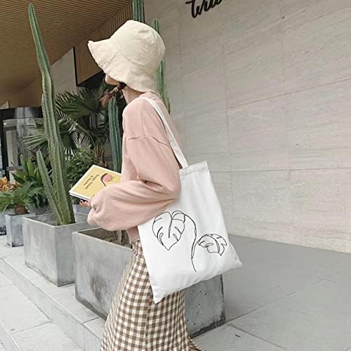 Торба торба естетско платно симпатична торба за тота за жени памук памук платно торба шопинг торба за рамо, торба за намирници што може