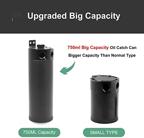 СПОРАЦИНГРТС Универзален 750мл 2-порта на маслото може да го збуни филтерот за дишење на резервоарот со резервоарот со вален вентил црн