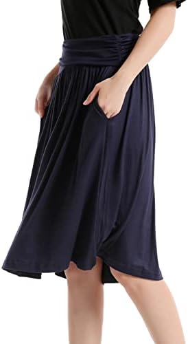 Здолниште од етики дете дами мода висока половината цврста боја ребрести еластичен фустан џеб обичен фустан училиште девојче здолниште