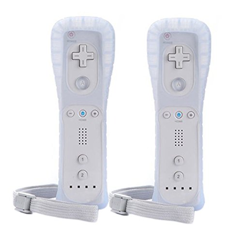 Homeabc 2 пакет безжичен далечински управувач + силиконски случај + зглоб за Nintendo Wii, бело
