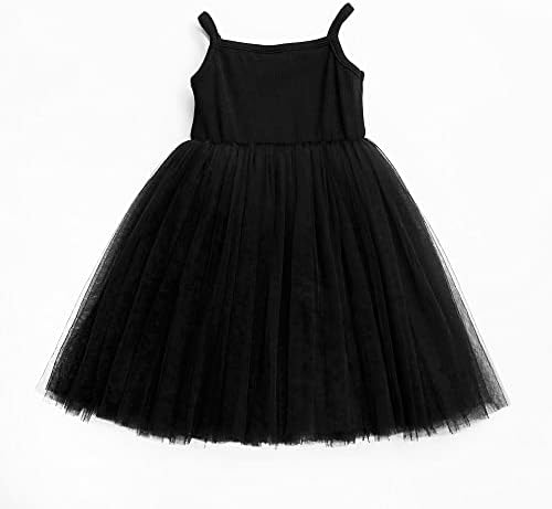 Бебе девојчиња црна фустан Туту долги ракави Руфл Тул 6-48м