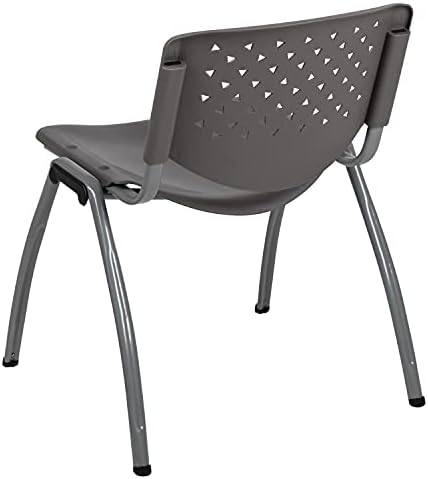Флеш мебел Херкулес серија 5 пакет 880 lb. Капацитет сив пластичен стол за оџаци со титаниум сив прашок обложена рамка