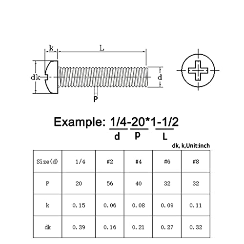 Wafjamf 8-32 x 1-1/8 Машински завртки од не'рѓосувачки челик 8-32 копче/влечење завртки за завртки на завртки за вратчи на главата за ситници
