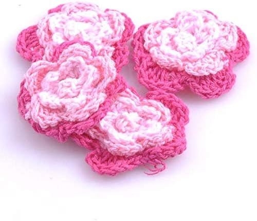 Додатоци за шиење 20 парчиња/лот, розово цвеќе, рачно изработено шиење на шиење на капчиња со капчиња, плетени апликации 3,5 см,
