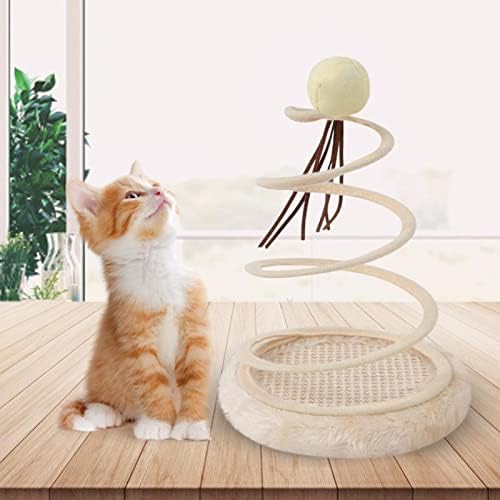 Интерактивна играчка за мачки Besokuse, играчка со кадифен мачка со смешна топка/риба/глушец, креативна ротирачка пролетна