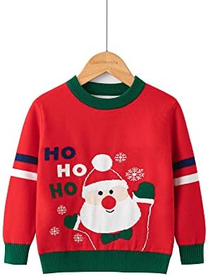 Јолсун дете грда Божиќна џемпер момче девојче смешни деца Божиќ пулвер џемпер топла екипаж зимска облека
