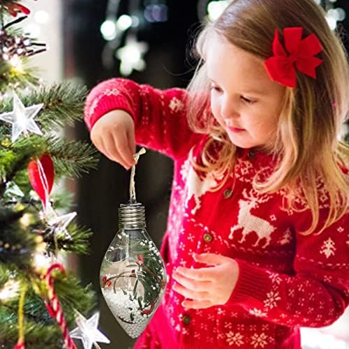 Tunkence Божиќни украси Божиќни украси двојно зашилена сфера елката приврзок затворен креативен транспарентен светлина што емитува предводена