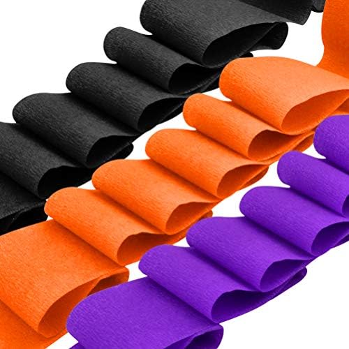Crepe Paper Streamers за Ноќта на вештерките, ieибор 738 ft црна портокалова пурпурна крепска хартија ролна за Ноќта на вештерките, декор