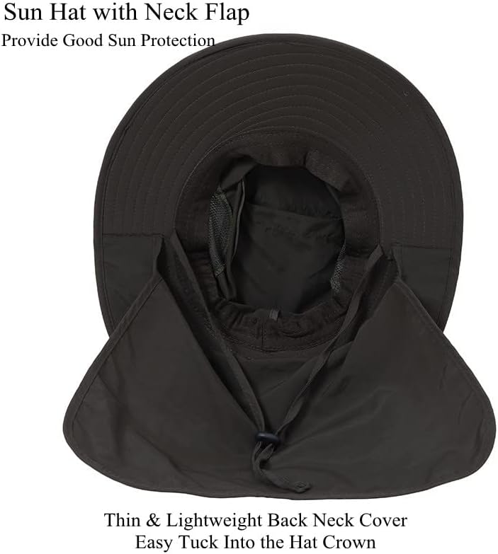 УВ 50+ капа за заштита на сонцето за мажи, широка капа за корпи за спорт и работи со риболов со капаче со вратот