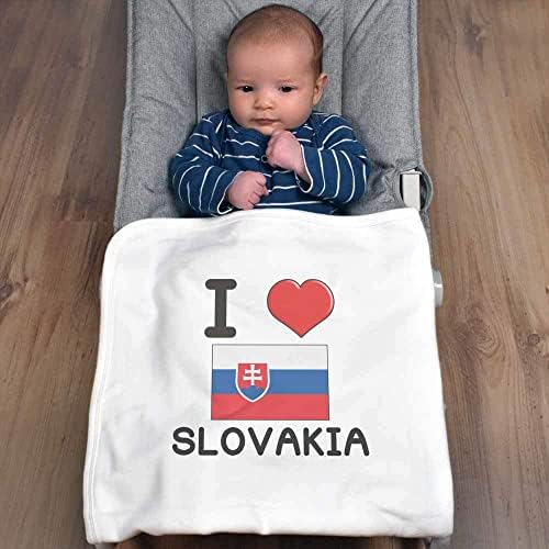 Азиеда „Ја сакам Словачка“ памучно бебе ќебе / шал
