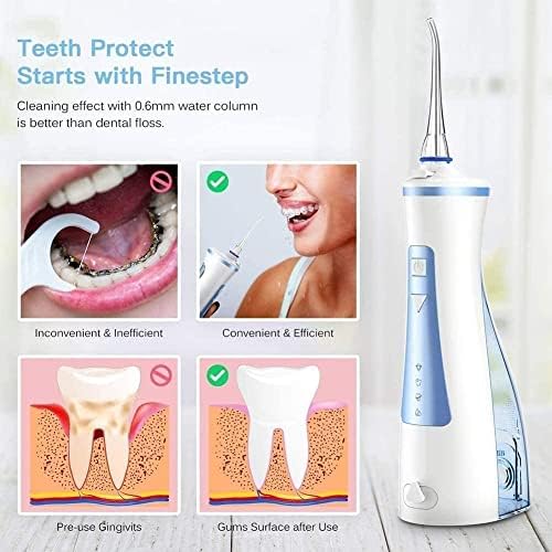 Ozels Water Flosser Professional за заби, преносни заби за заби за заби, совети за чистење, совети за чистење, IPX7 водоотпорни, USB -пополнети