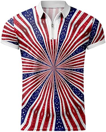 Руируилико Американско знаме Поло кошули за мажи 4 -ти јули патриотски маички летни обични кратки ракави ретро голф поло