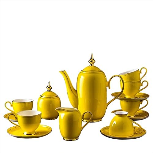 Чаша за кафе 15 парчиња коска Кина Кина со рачно сликање со двојни златни линии кафе садови за садови за попладневни чајни подароци за венчавки