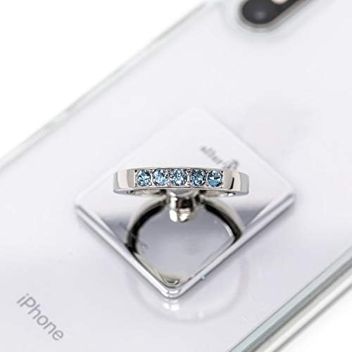 Завршен држач за прстен за мобилни телефони - штанд за смартфон на Шарлот Кристал W/ 360 ротација на прстот за прсти, сребро, сребро