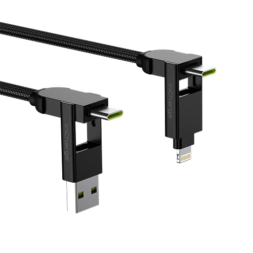 InCharge X - 100W швајцарската армија нож на кабли, преносен клуч кој е компатибилен со Apple iPhone/USB/USB -C/Micro USB кабел за сите ваши уреди