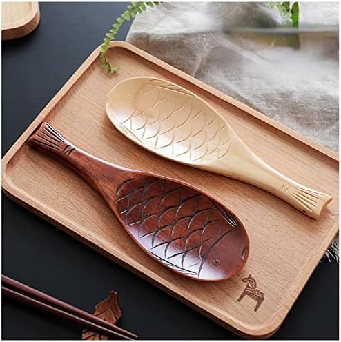 Креативна дрвена ориз лажица риба во облик на риба од риба од риба, тип на риба