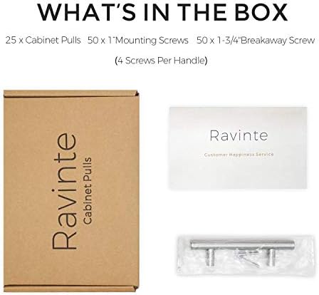 Ravinte 25 пакет 7 -инчен кабинет со четкани никел кабинет и образец за инсталација на хардвер за фиоки