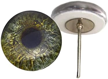 Sage Green Viking Raven Glass Eye Cabochons на жицата игла стакло око за занаетчиска таксидермиска игла за игла, скулптури што прават материјали