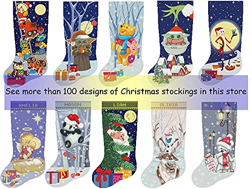 Персонализирани модели на божиќни чорапи за вкрстени бод за возрасни, модерно броење лесно слатко Божиќно дрво, starsвезди, едноставна