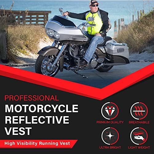 Безбедносен елек на Badass Moto со џебови. Рефлексивен елек на мотоцикл за јакна за мотоцикли. Вршење на висока видливост