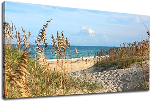 Плажа плажа wallидна уметност голема големина песочна дуна море овес трева океана природа слика печати модерна пејзаж платно уметнички дела