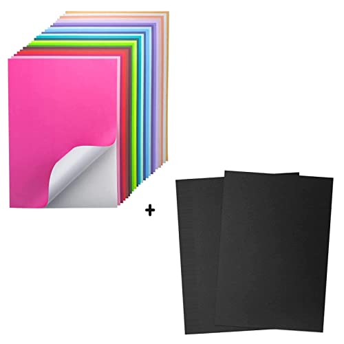 Vidabita 24 листови само лепило хартија за картони и 50 чаршафи A4 Црн картон 130lb, обоена занаетчиска хартија