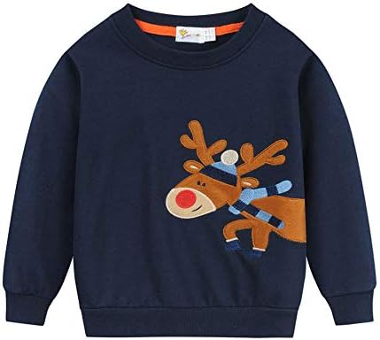 Еула мали момчиња девојчиња дуксер за деца Дете за деца Божиќна облека бебе пуловер џемпер деца пуловер за момчиња од 1-7 години