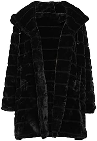 Overmal женски моден моден долг ракав плишано елек факс-фур Худи врвен палто за надворешна облека