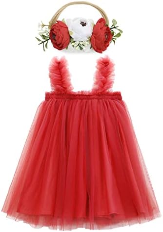 Century Star Tulle фустан Туту фустан бебе дете Девојче Девојки роденденски подароци Велигденски фестивал Облечете се со сад со цветна лента