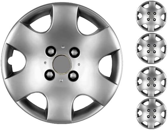 Копри сет од покривка од 4 тркала од 14 инчи сребрен Hubcap Snap-on Fits Hyundai Accent